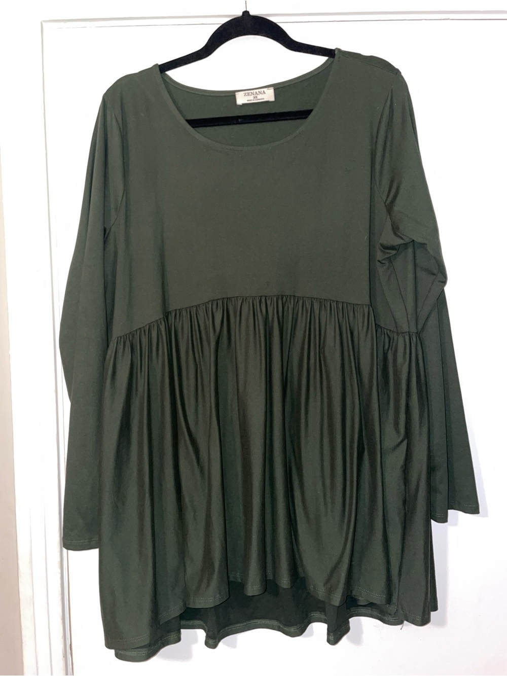 Zenana Outfitters Olive Green Long-Sleeve Peplum Tunic